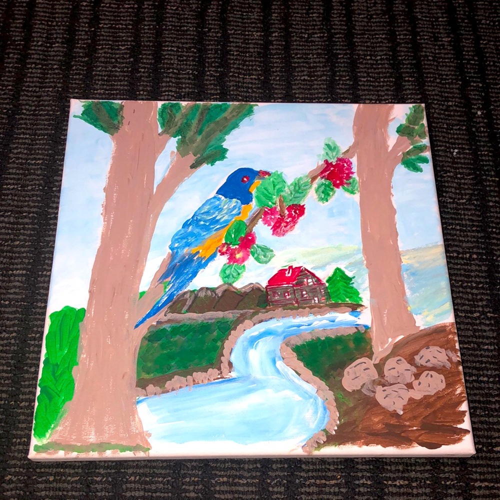 🏋️‍♂️ Blue Bird Canvas Art Painted by My Mom Rosemarie A. Smith